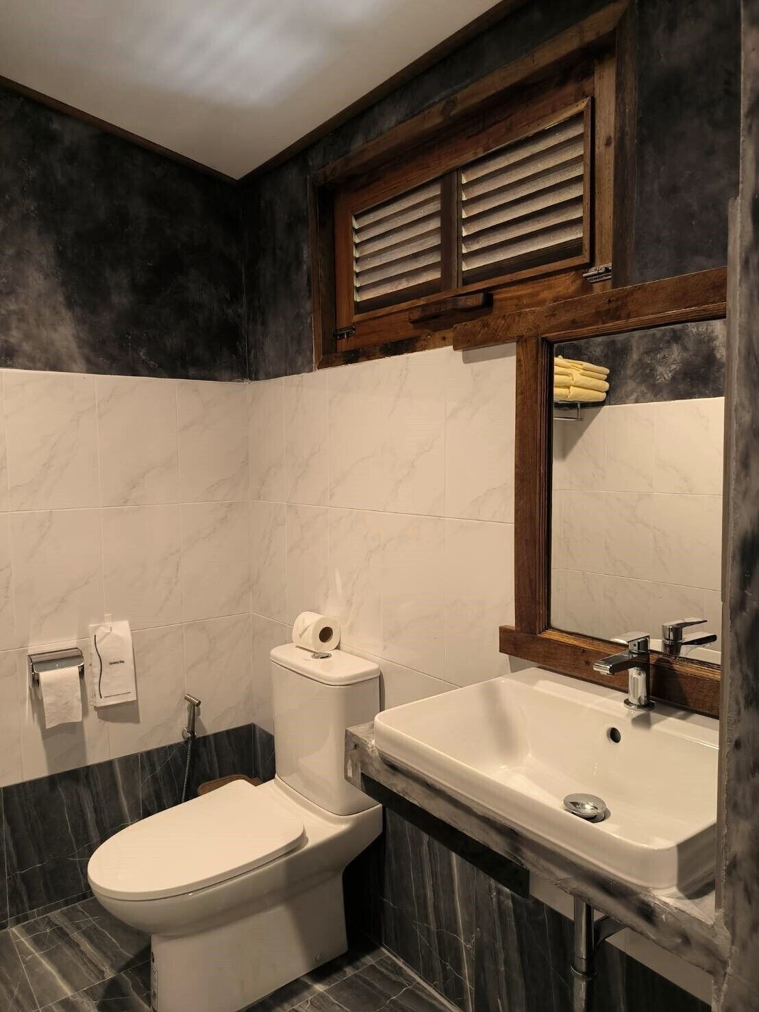 two-bedroom bungalow with garden view | bathroom | shower, free toiletries, hair dryer, slippers