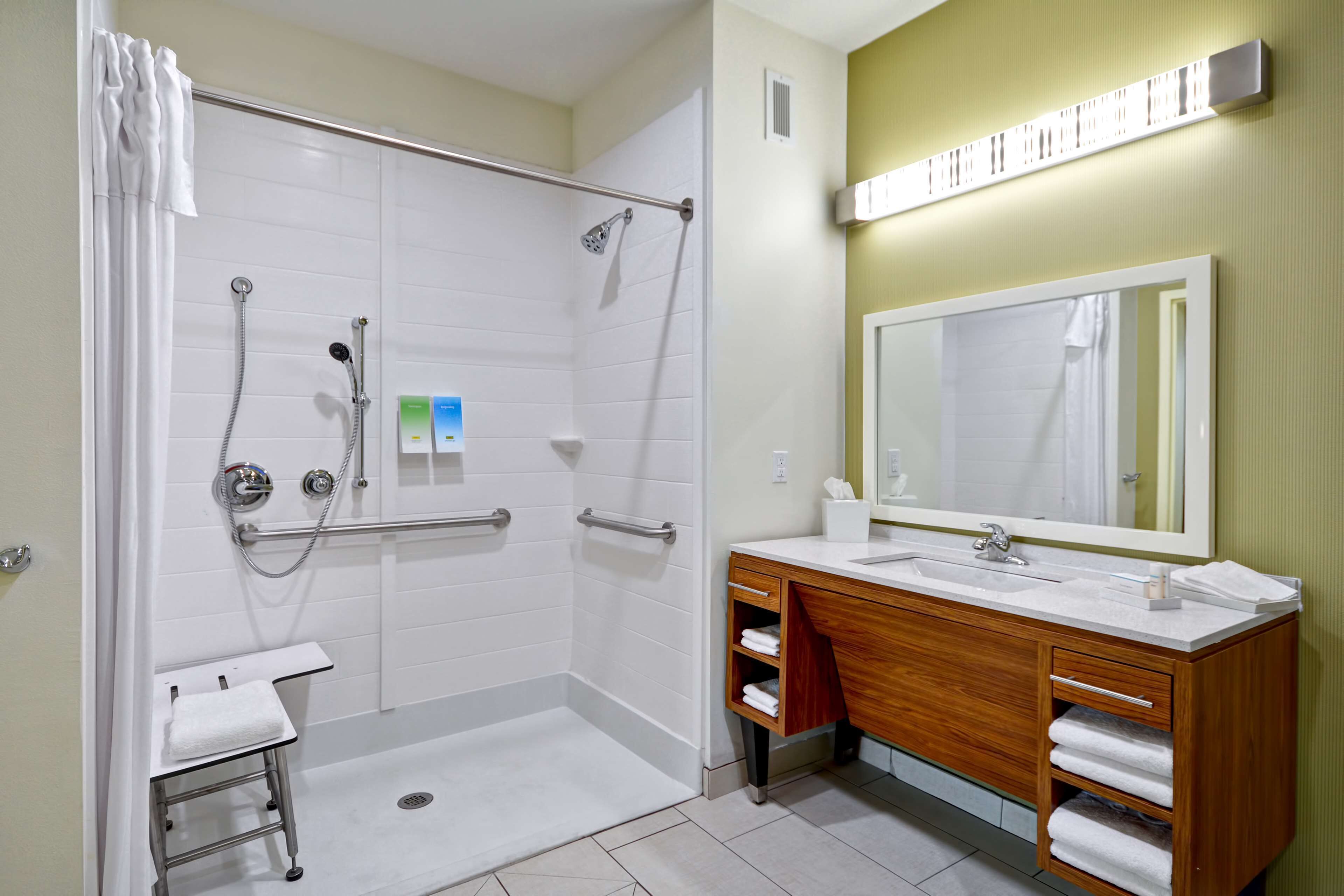 suite, 1 king bed, accessible, non smoking (mobility & hearing, roll-in shower) | bathroom shower