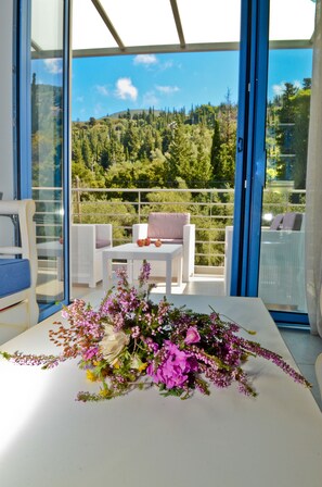 Villa, Private Pool (2) | Living area | Flat-screen TV, fireplace