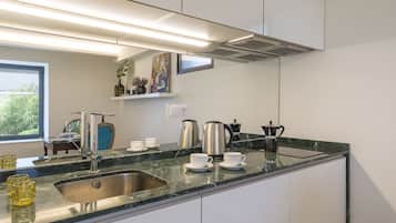 Deluxe Apartment, Terrace | Private kitchenette | Fridge, coffee/tea maker, electric kettle, toaster