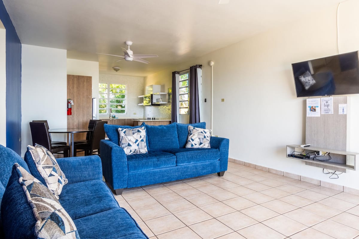 family apartment, balcony, poolside | living area