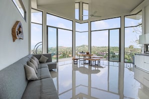 5 Bedrooms Private Pool Villa | Living room | 65-inch flat-screen TV with digital channels, LCD TV, DVD player