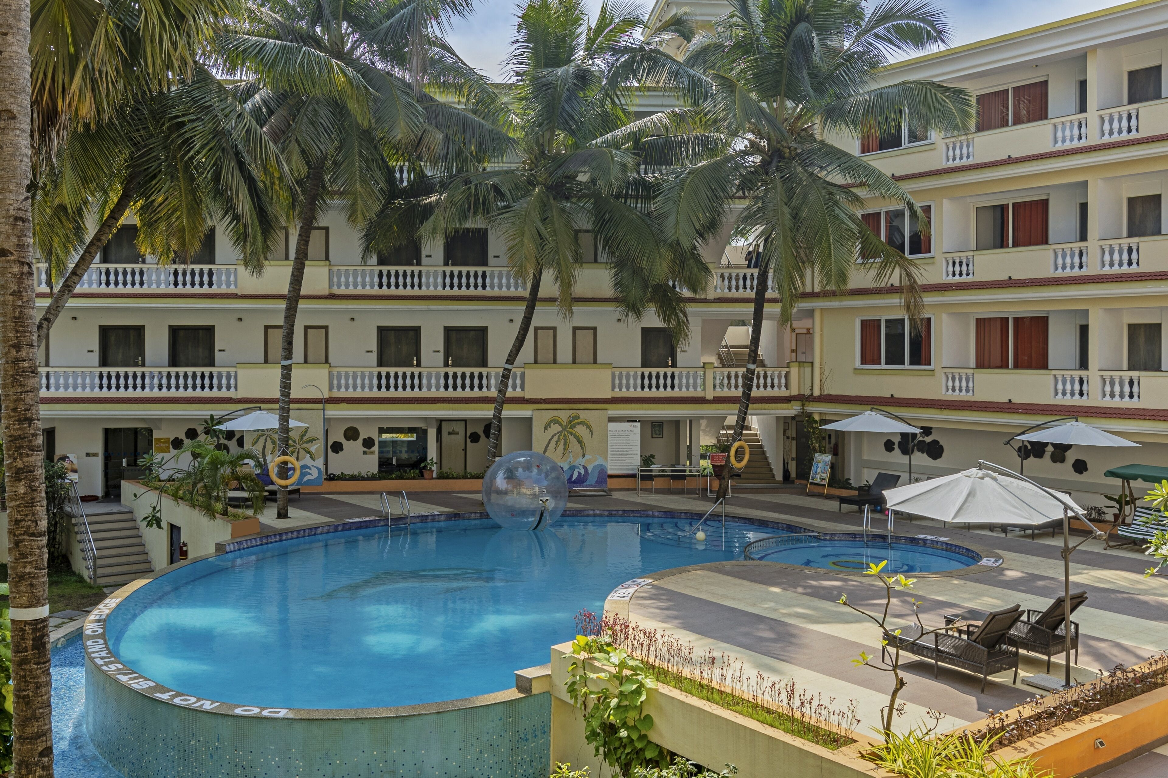 Outdoor pool, sun loungers