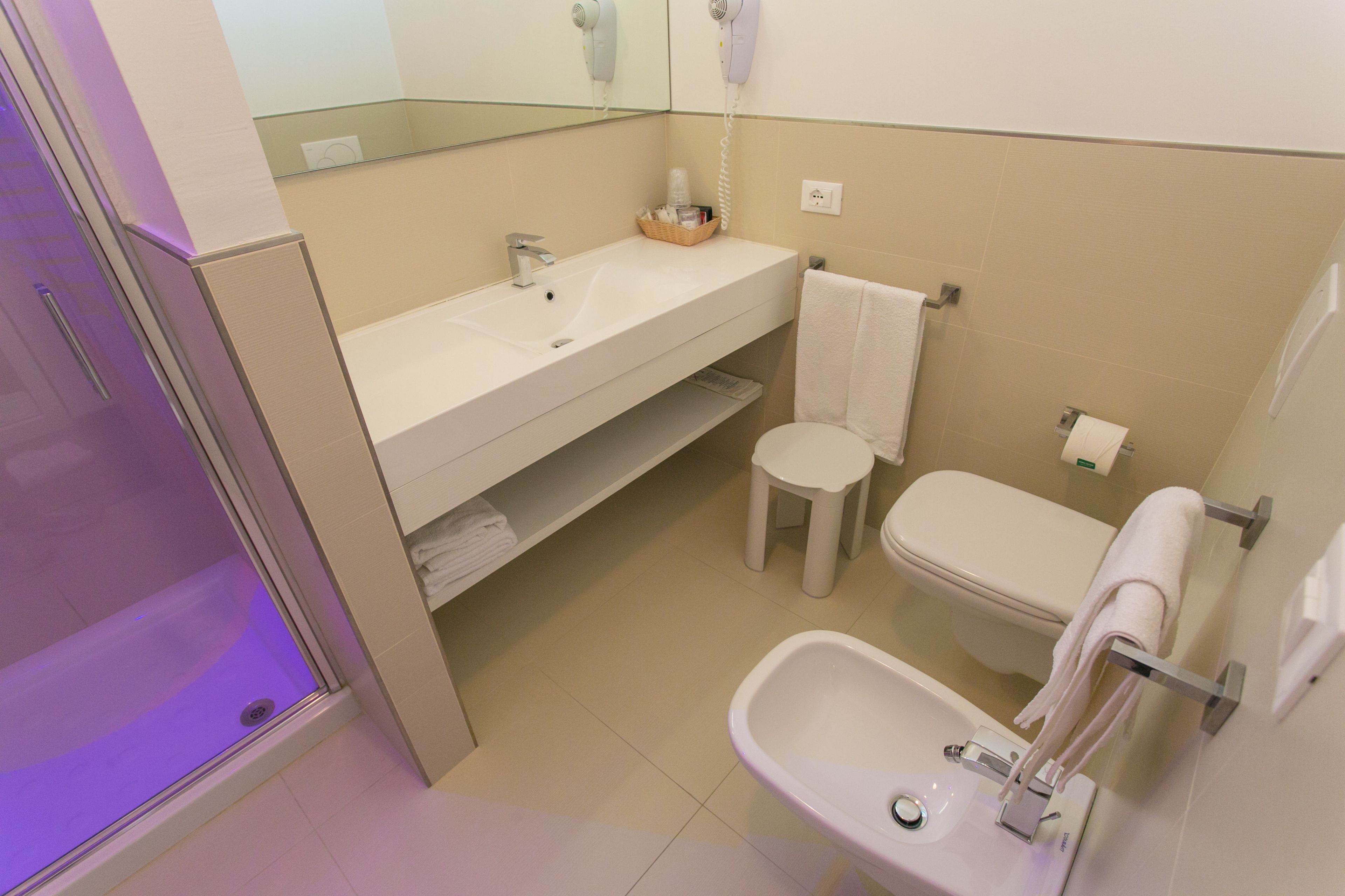 deluxe double or twin room | bathroom | shower, free toiletries, hair dryer, bidet