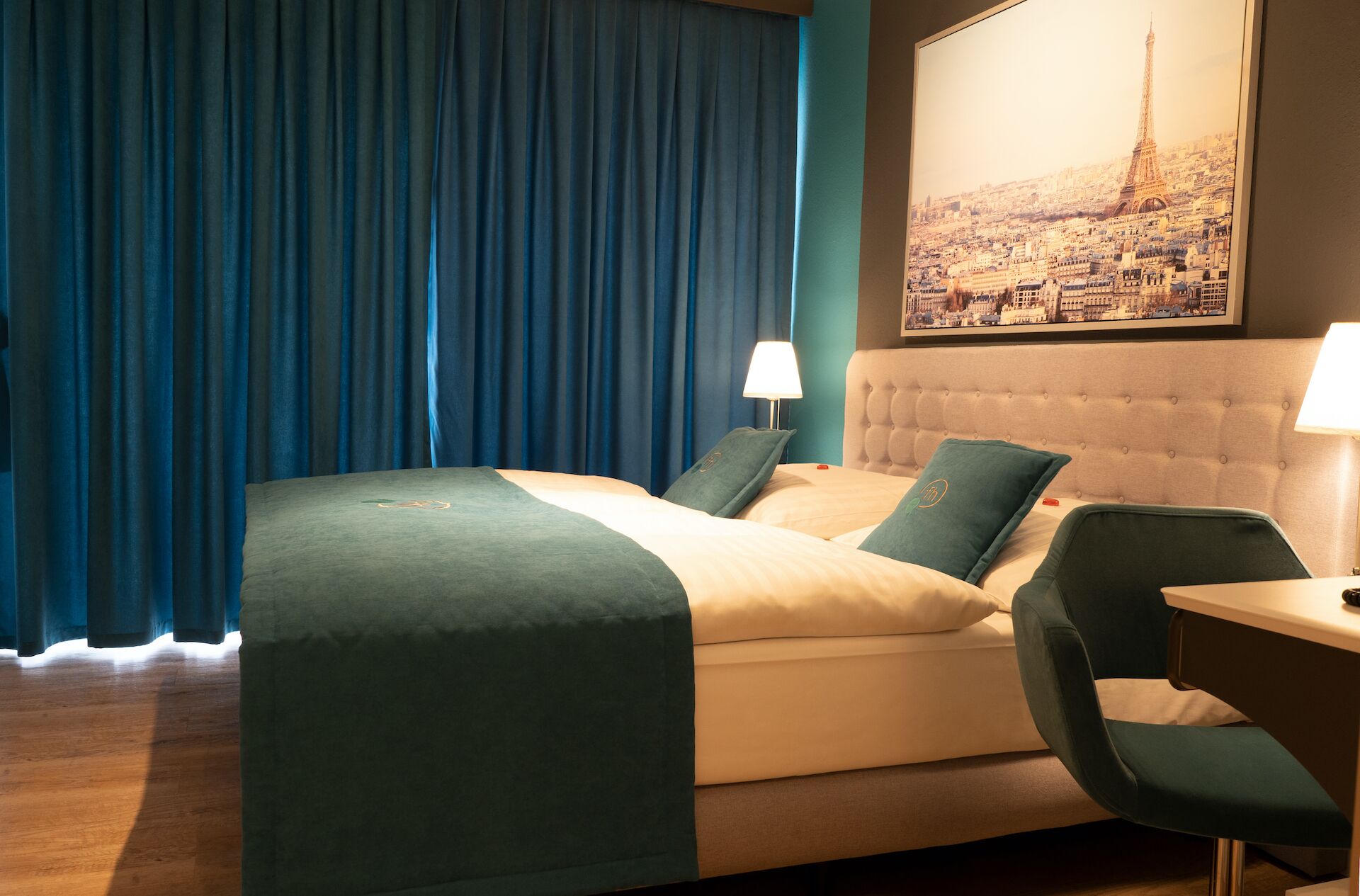 comfort double room, 1 king bed | desk, laptop workspace, blackout curtains, iron/ironing board