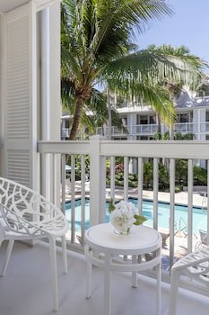 Hotel room view looking out at Opal Key Resort & Marina, Key West