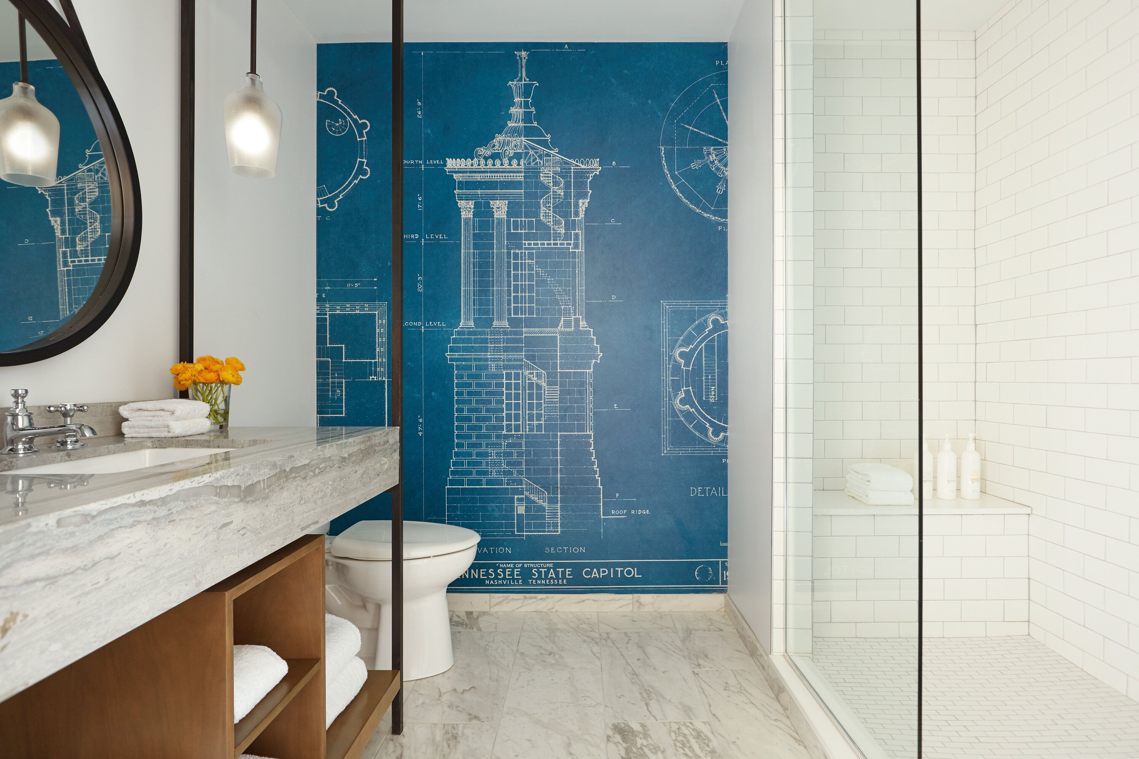 designer toiletries, hair dryer, bathrobes, towels