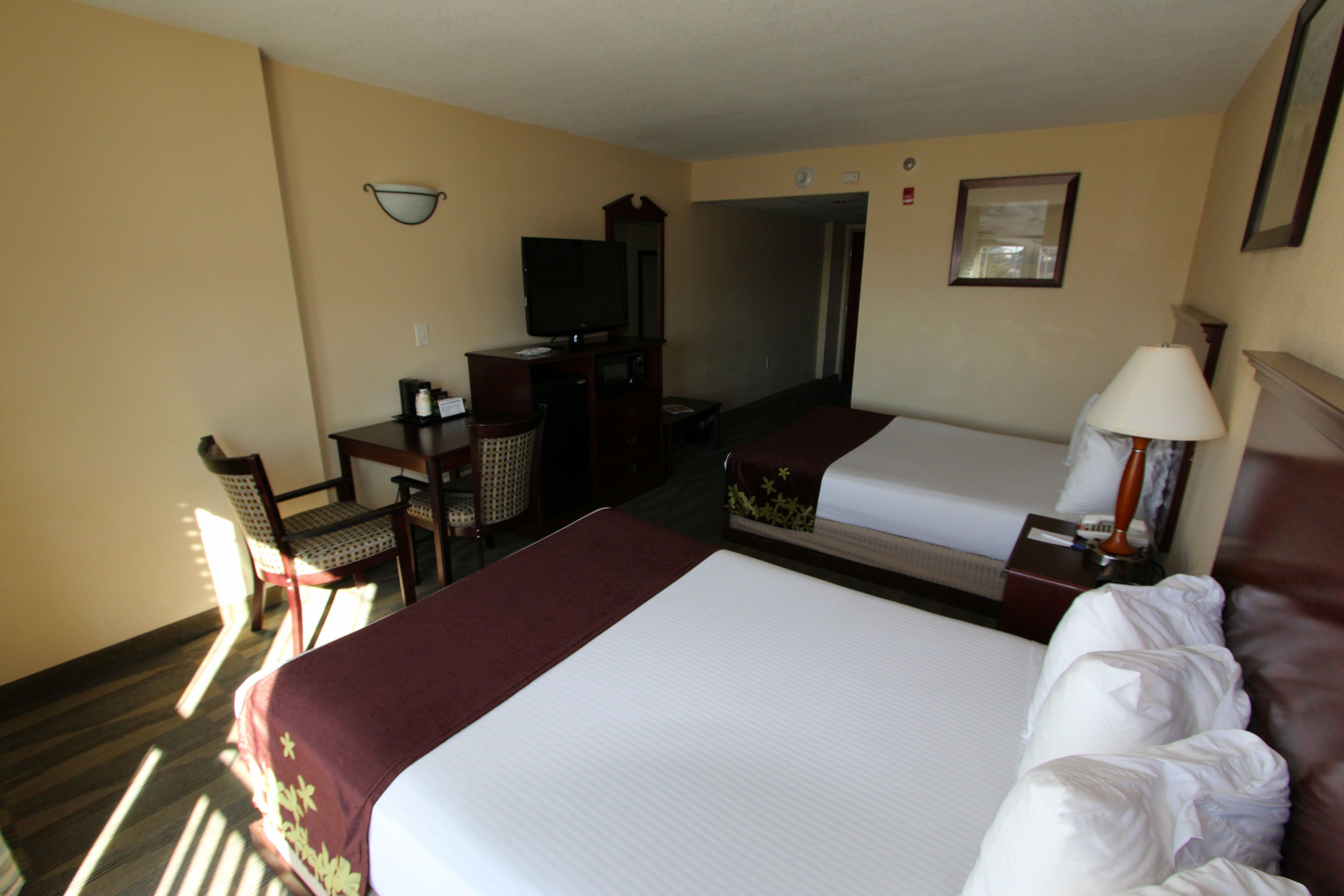 standard double room, refrigerator & microwave | in-room safe, desk, blackout curtains, iron/ironing board