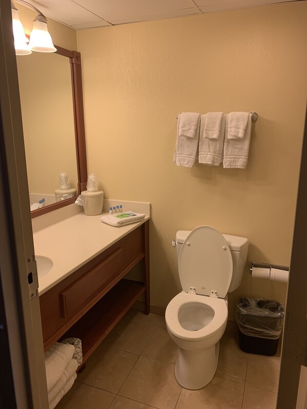Combined shower/bathtub, free toiletries, hair dryer, towels - Gold Leaf Hotel of Dewey - Rehoboth Beach (Dewey Beach)