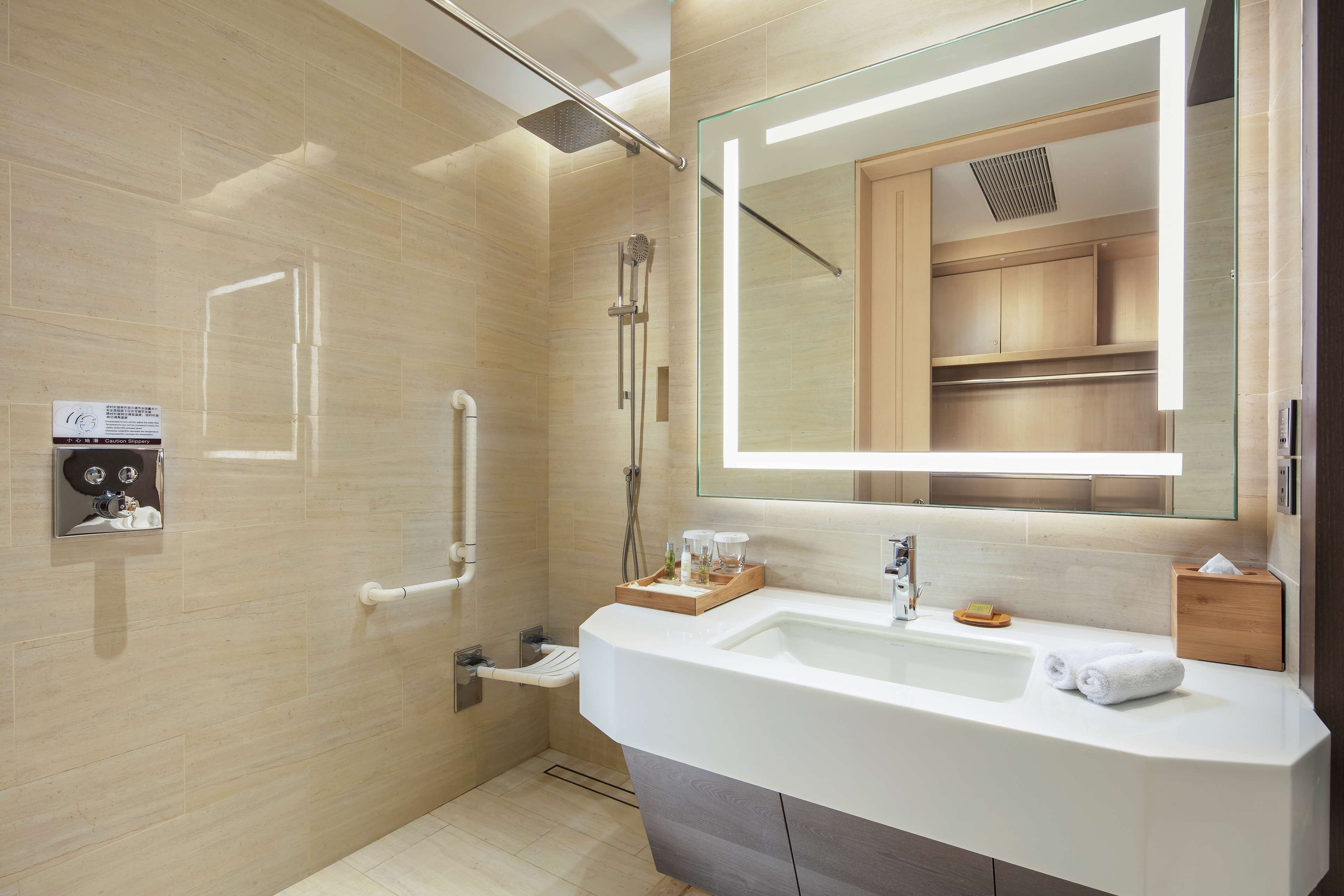 king accessible room	 | bathroom shower