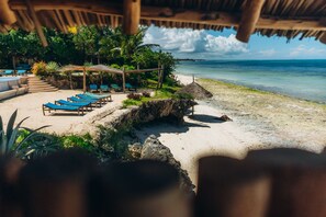 On the beach, white sand, beach massages