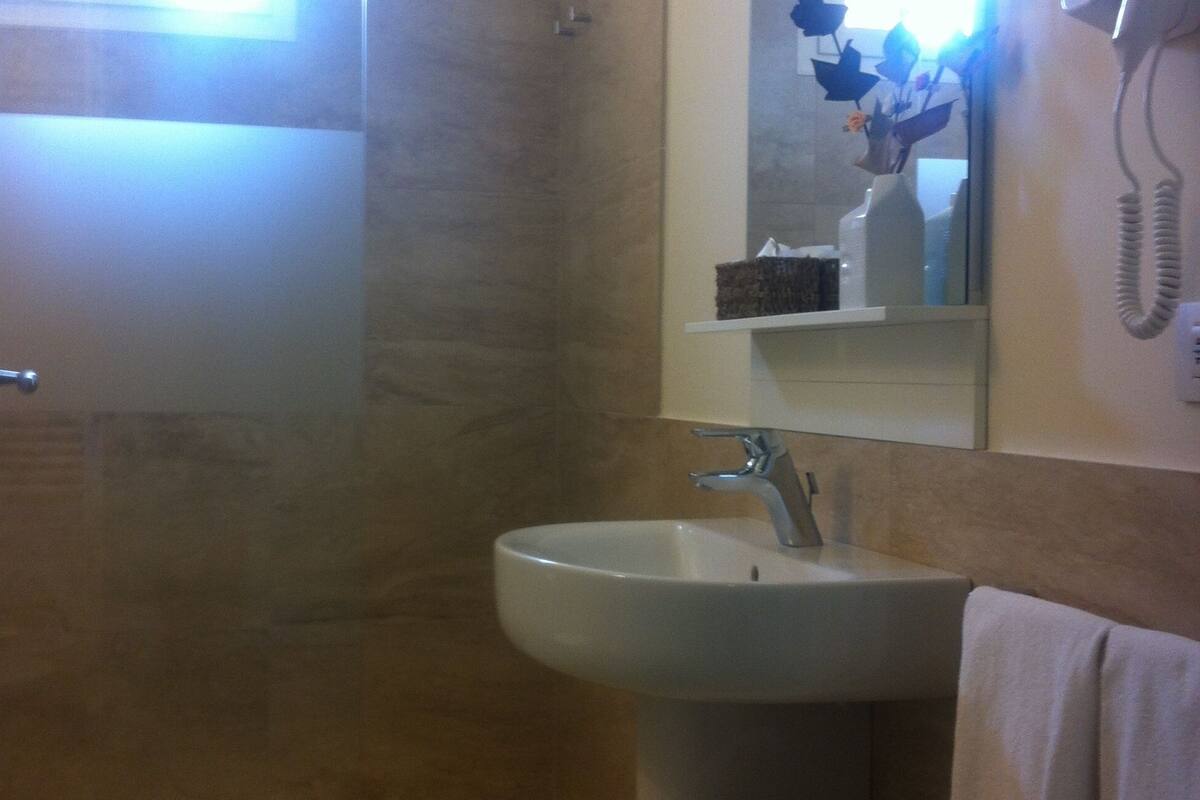 shower, free toiletries, hair dryer, slippers