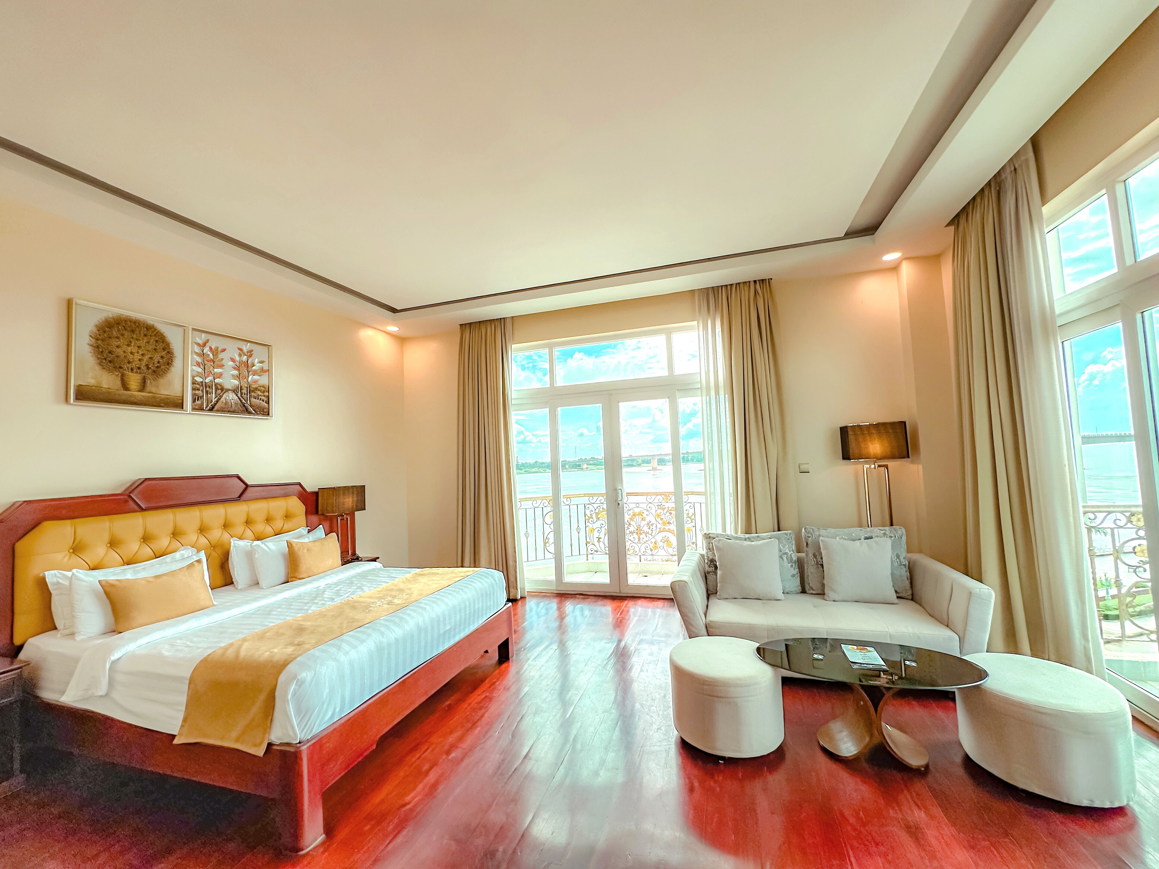 Mekong Double Room, Balcony, River View | Minibar, in-room safe, desk, blackout drapes