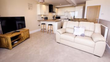 Flatskjerm-TV, DVD-spiller og iPod-dokkingstasjon