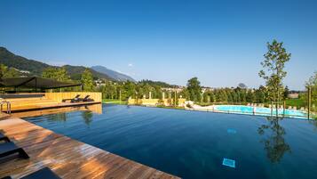 Seasonal outdoor pool, pool umbrellas, sun loungers