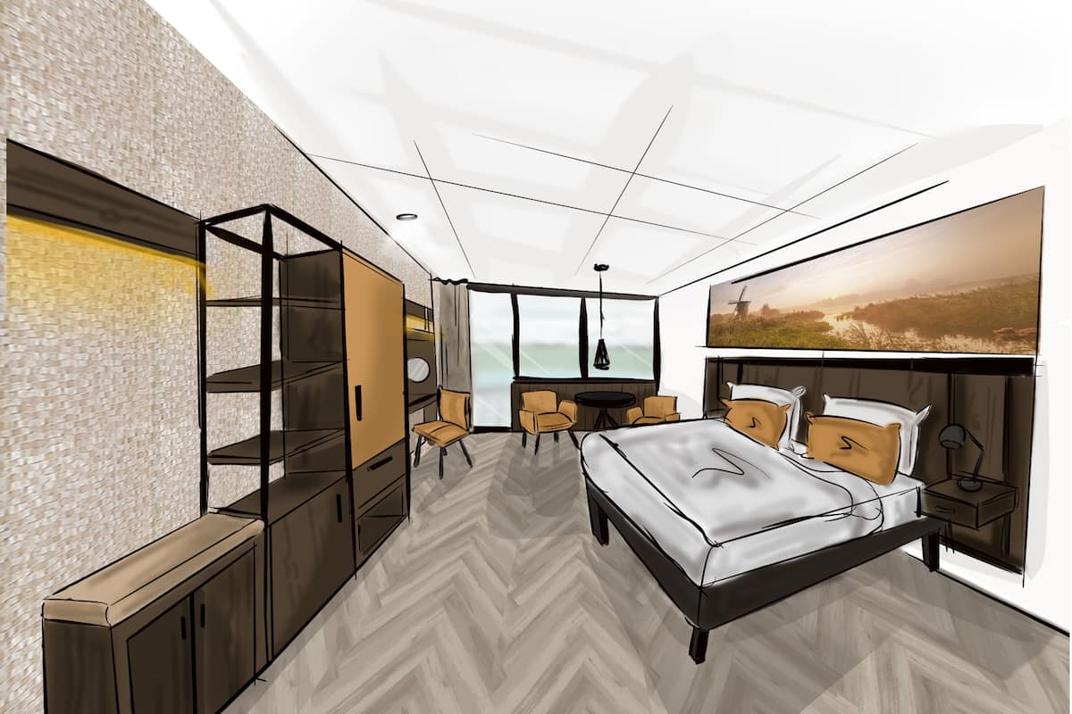 deluxe waterkantkamer | 1 bedroom, desk, iron/ironing board, cots/infant beds