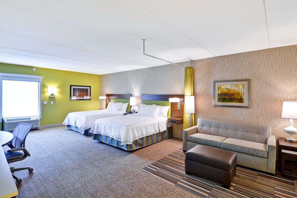 Studio, 2 Queen Beds, Accessible, Bathtub | Blackout drapes, iron/ironing board, free WiFi, bed sheets