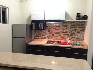 Apartment, 2 Bedrooms, Kitchen | Private kitchen | Fridge, microwave, stovetop, coffee/tea maker - Modern Apartment Riviera Maya (Puerto Morelos)