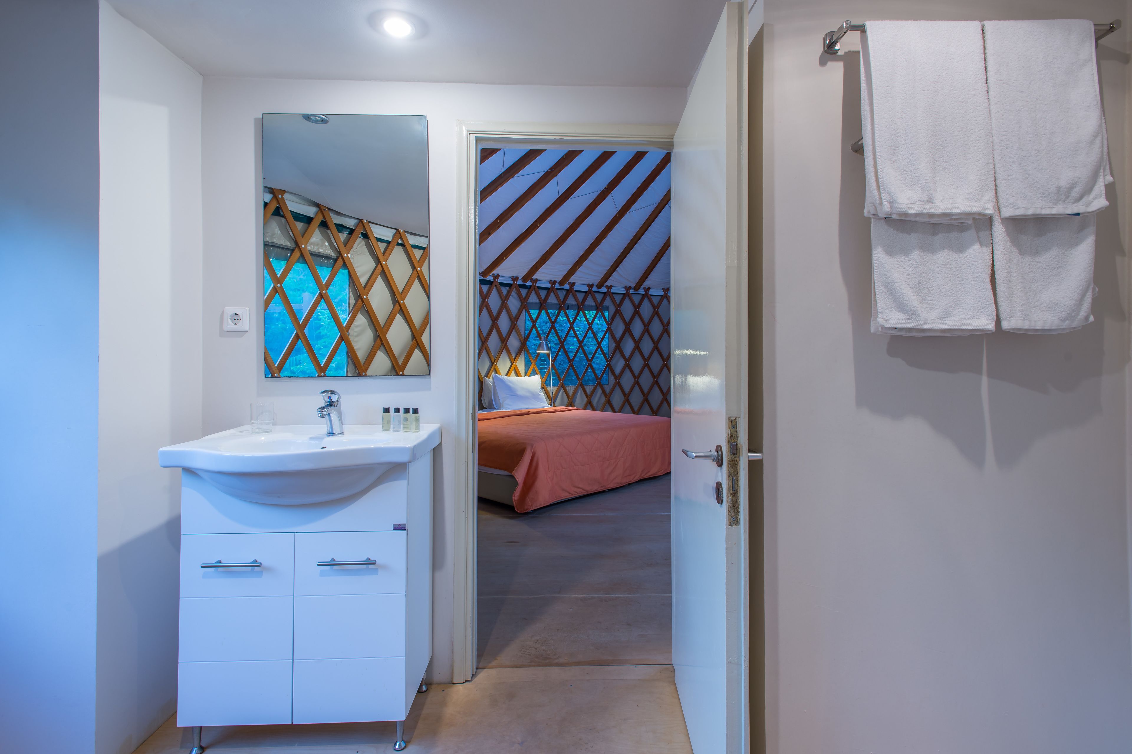 superior tent, 1 bedroom | bathroom | free toiletries, hair dryer, slippers, towels