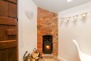 디럭스 아파트 | 거실 공간 | 평면 TV, 벽난로, DVD 플레이어