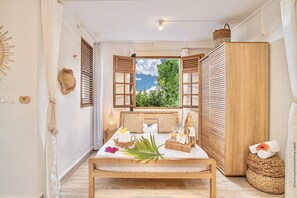 Deluxe-studio, 1 makuuhuone, keittiö, merinäköala | Yksityiskohta sisätiloista