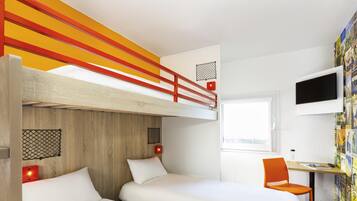 Desk, free WiFi, bed sheets