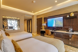 Premium Room, 2 Double Beds, Pool View | Egyptian cotton sheets, premium bedding, Select Comfort beds, minibar