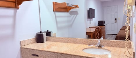 Room, 2 Queen Beds, Non Smoking | Bathroom | Free toiletries, towels