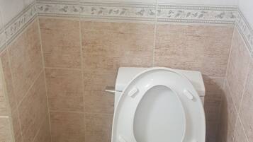 Shower, free toiletries, hair dryer