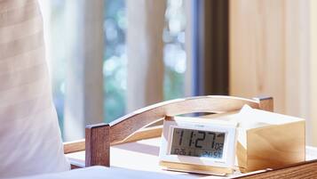 A wooden chair with a digital clock displaying the time.