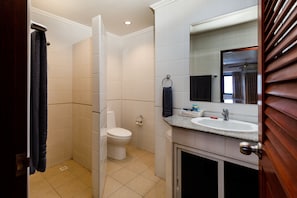 Deluxe Room Small Balcony | Bathroom | Shower, free toiletries, hair dryer, towels