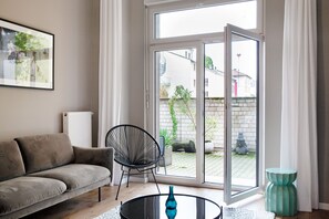 Deluxe-Apartment, 1 Schlafzimmer | Wohnzimmer