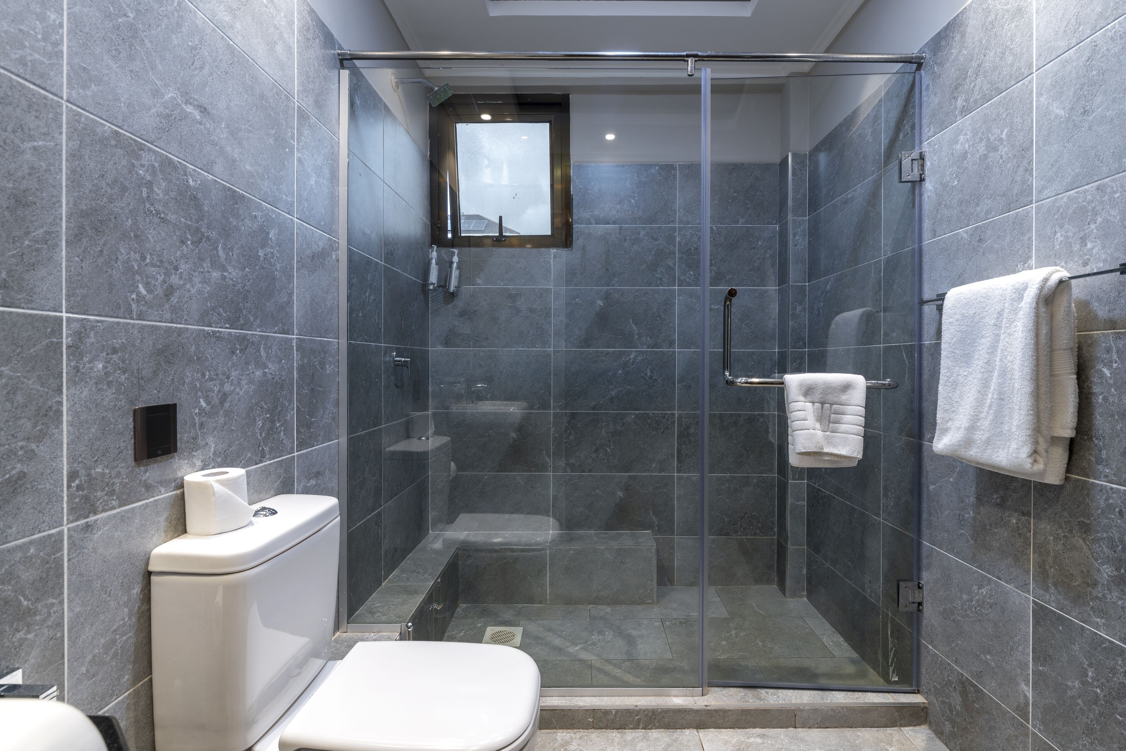 Douche, baignoire relaxante profonde, douche à « effet pluie »