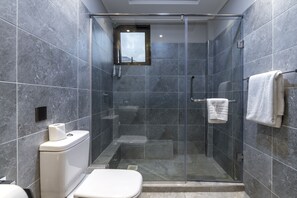 Douche, baignoire relaxante profonde, douche à « effet pluie »