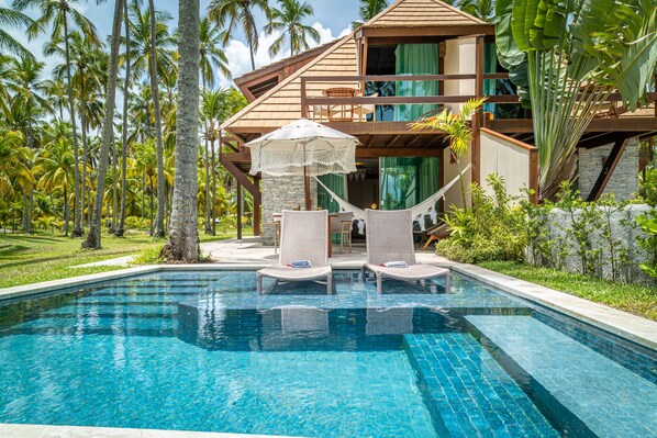 Bangalô Casal Luxo - Piscina Privada | 1 sovrum, egyptiska bomullslakan och sängtillbehör av högsta kvalitet