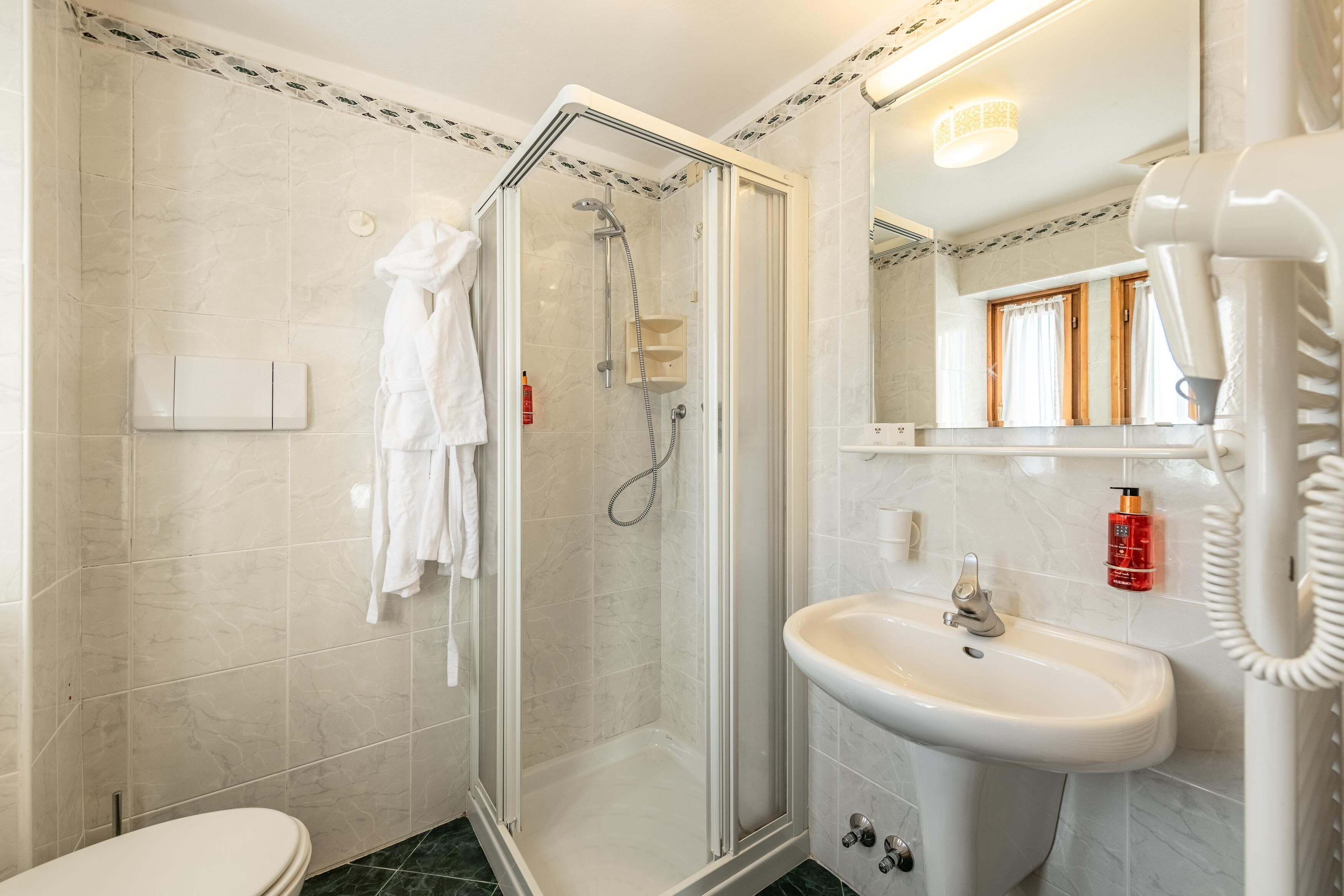 comfort double or twin room | bathroom | hair dryer, bidet, towels, soap