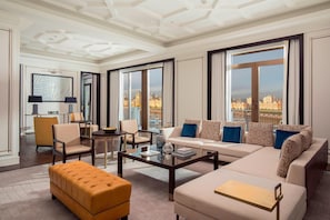 Royal Suite, 1 Bedroom, River View | Living room | 55-inch LED TV with satellite channels, TV, iPod dock - The St. Regis Astana (Astana)