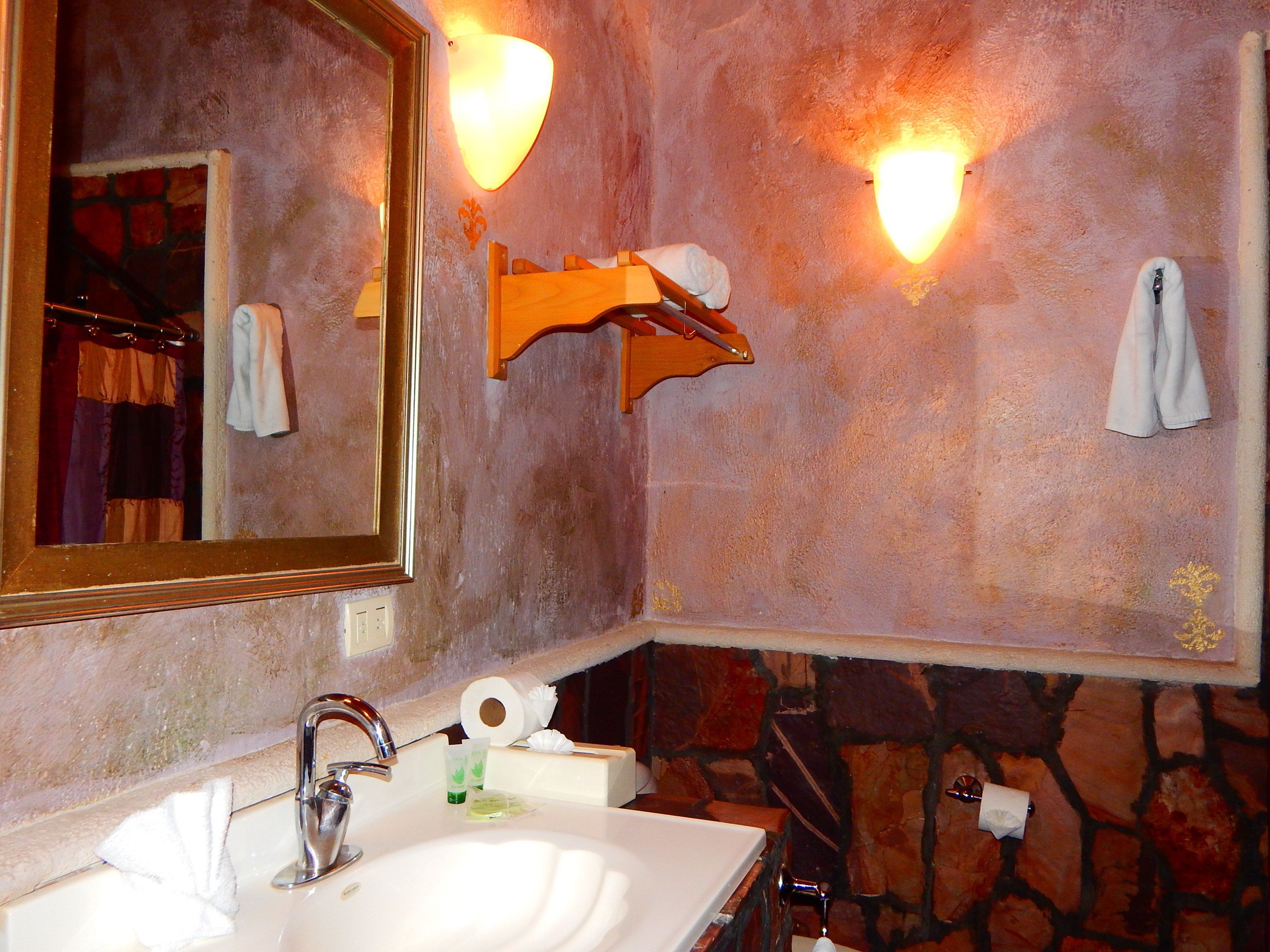 design double room, 2 double beds | bathroom | free toiletries, hair dryer, towels, shampoo