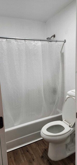 Tina con regadera y toallas