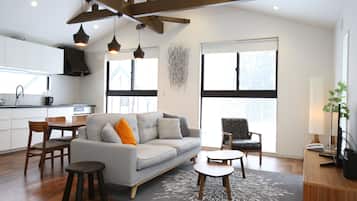 Mitsu Chalet | Living area | 70-inch flat-screen TV with digital channels, TV, Netflix