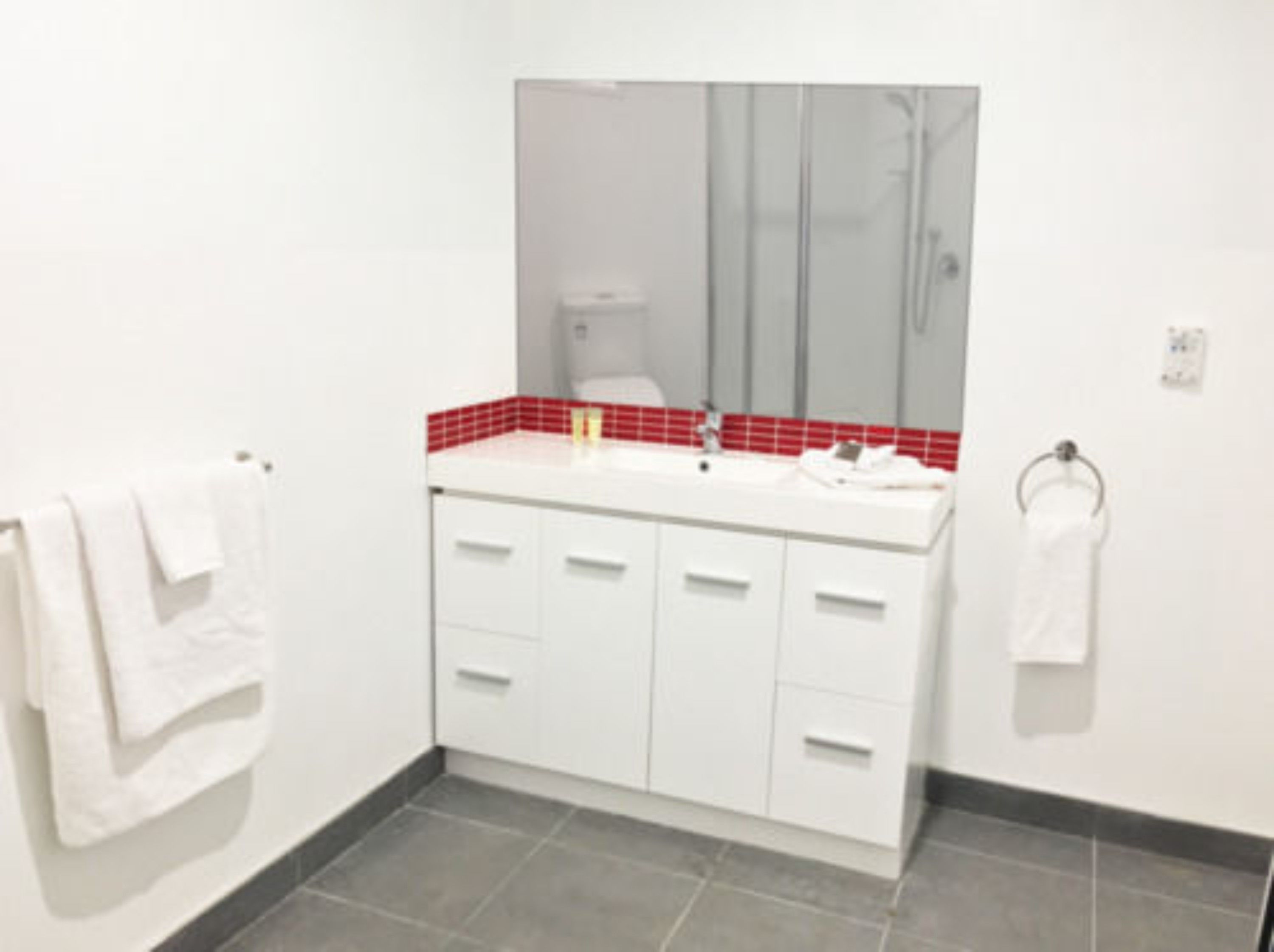 deluxe double room | bathroom | shower, free toiletries, hair dryer, towels