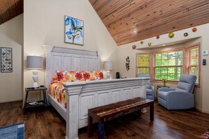 Cabin (Willow) | Living area | 55-inch LED TV with digital channels, smart speakers, streaming services