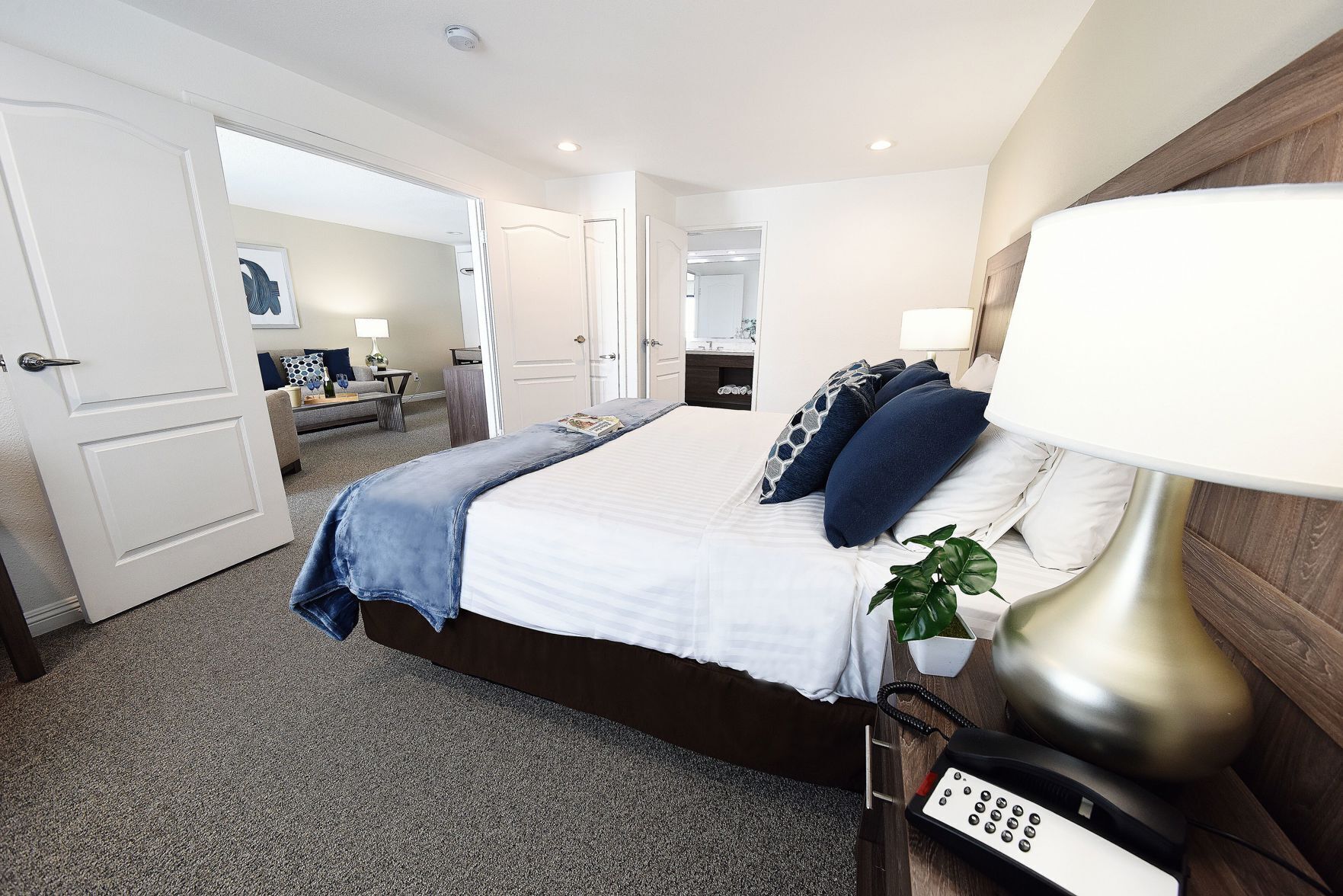 Pillowtop beds, desk, laptop workspace, free WiFi