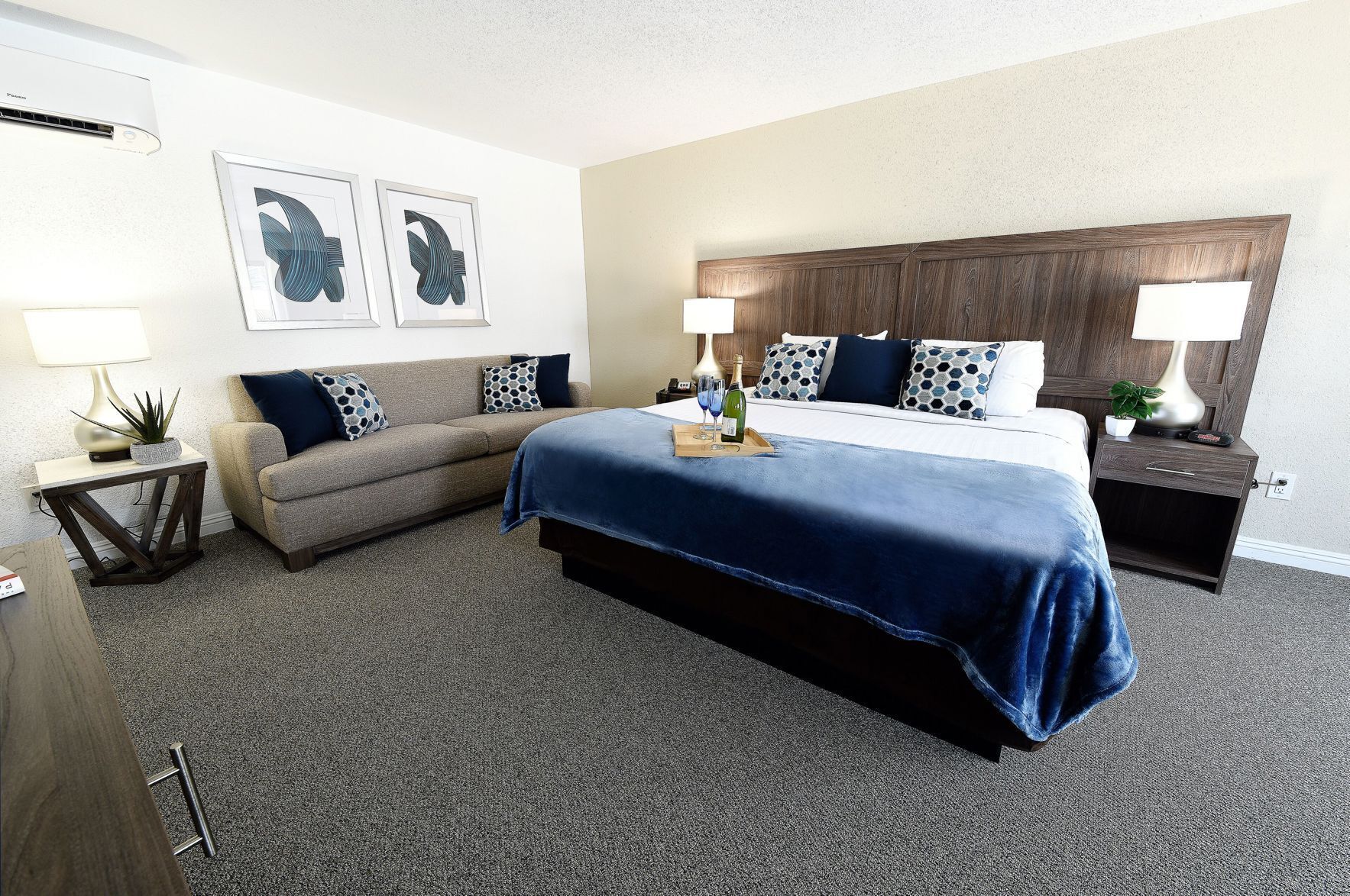 Pillowtop beds, desk, laptop workspace, free WiFi
