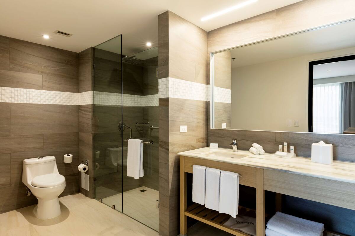 junior suite, 1 king bed, non smoking | bathroom shower