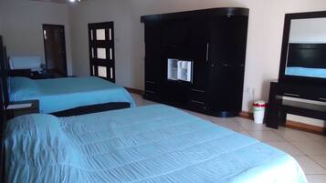 Deluxe Double Room, 2 Double Beds, Accessible, Allergy Friendly | Minibar, iron/ironing board, free WiFi, bed sheets