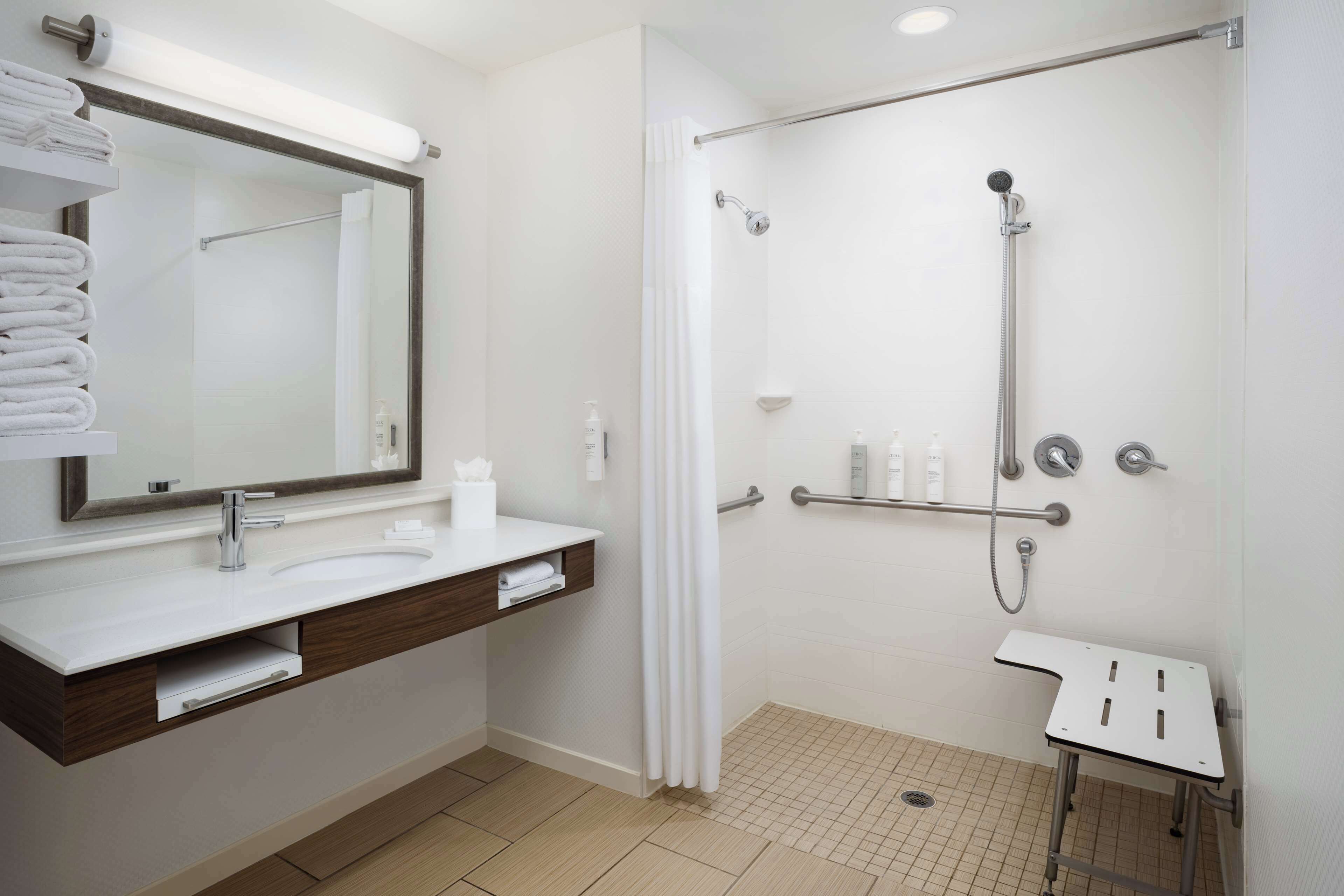 room, 2 queen beds, accessible, non smoking (roll-in shower) | bathroom shower