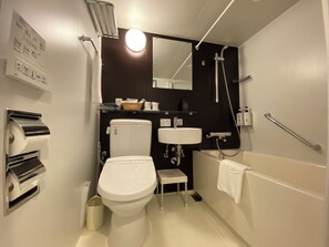 Shower, free toiletries, hair dryer, slippers
