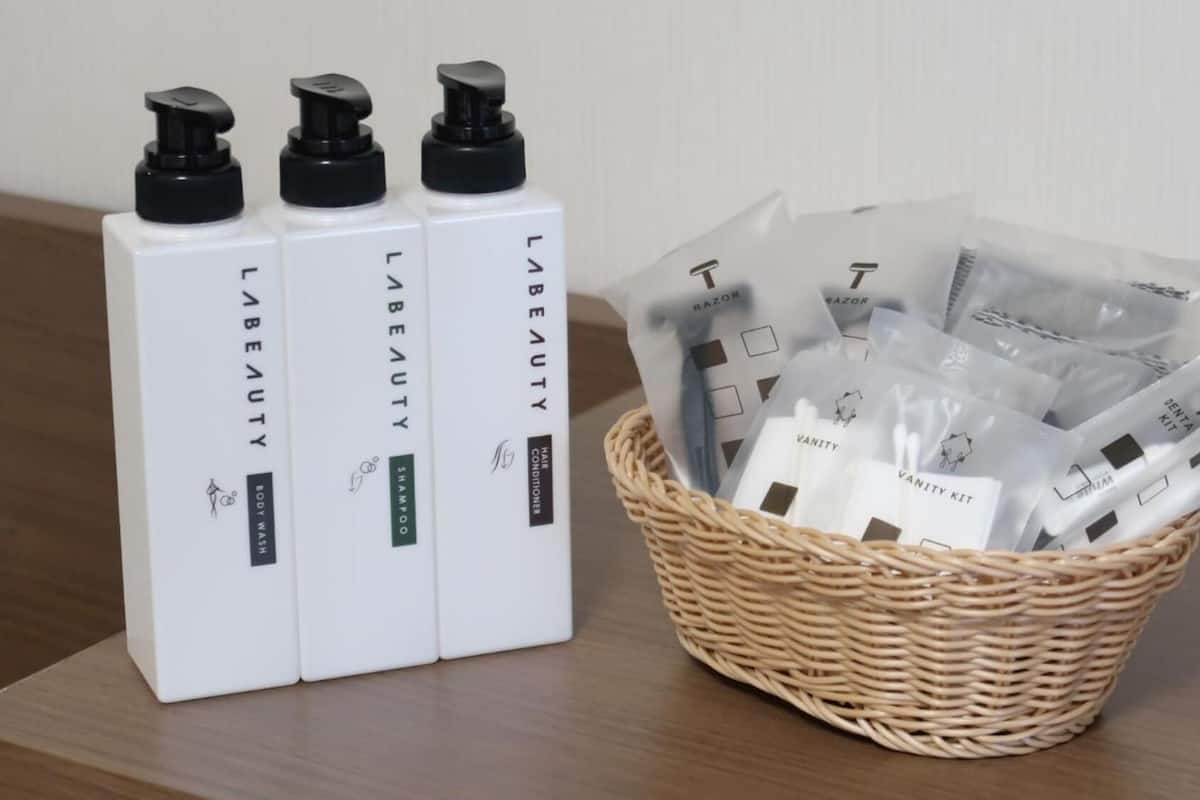 shower, free toiletries, hair dryer, slippers