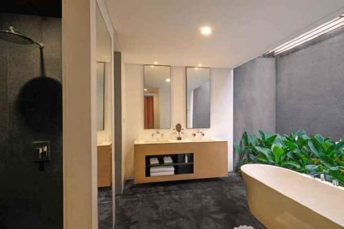 Baño | Tina y regadera independientes y regadera tipo lluvia